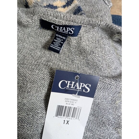 Chaps Women Sz 1X Gray Open Wrap Cardigan Fringe Tribal Aztec - Picture 6 of 9